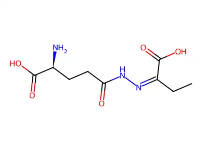 (2S)-2-amino-5-[2-(1-carboxypropylidene)hydrazinyl]-5-oxopentanoic acid structure