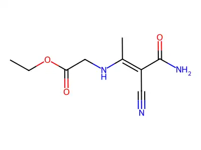 ethyl 2-[[(E)-4-amino-3-cyano-4-oxobut-2-en-2-yl]amino]acetate structure