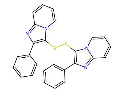 2-phenyl-3-[(2-phenylimidazo[1,2-a]pyridin-3-yl)disulfanyl]imidazo[1,2-a]pyridine structure