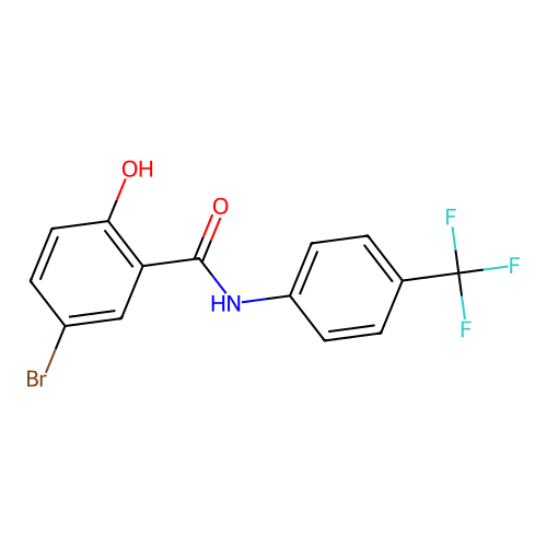 5-bromo-2-hydroxy-N-[4-(trifluoromethyl)phenyl]benzamide structure