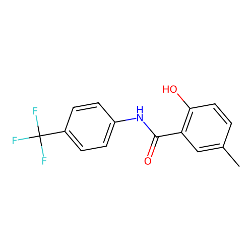 2-hydroxy-5-methyl-N-[4-(trifluoromethyl)phenyl]benzamide structure