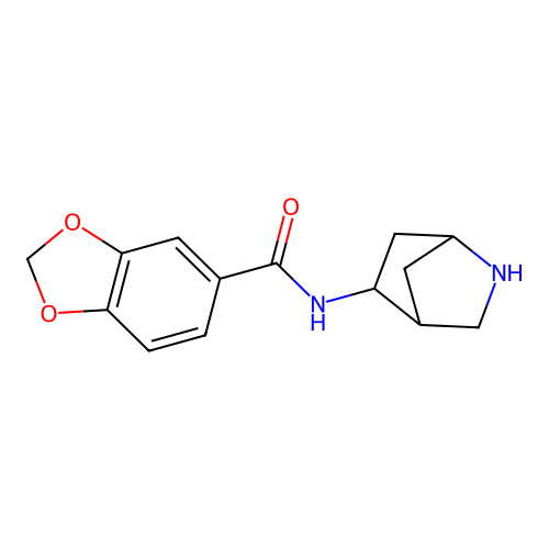 N-(2-azabicyclo[2.2.1]heptan-5-yl)-1,3-benzodioxole-5-carboxamide structure