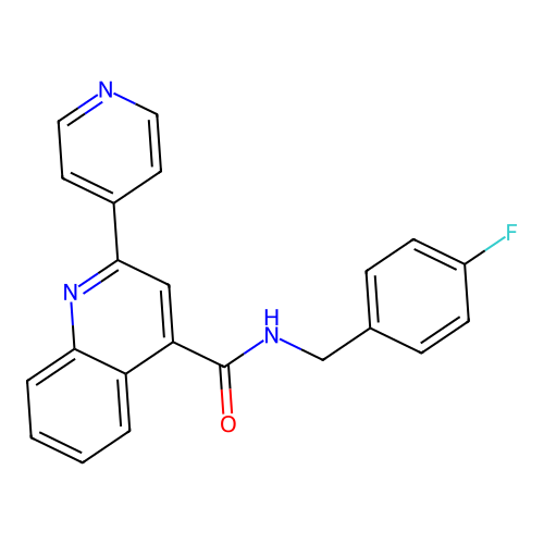 N-(4-fluorobenzyl)-2-(pyridin-4-yl)quinoline-4-carboxamide structure