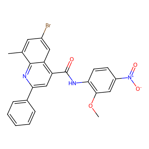 6-bromo-N-(2-methoxy-4-nitrophenyl)-8-methyl-2-phenylquinoline-4-carboxamide structure