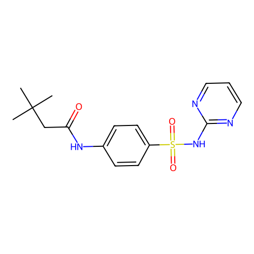 3,3-dimethyl-N-[4-(pyrimidin-2-ylsulfamoyl)phenyl]butanamide structure