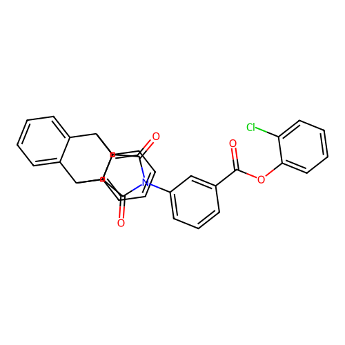 2-chlorophenyl 3-(16,18-dioxo-17-azapentacyclo[6.6.5.0~2,7~.0~9,14~.0~15,19~]nonadeca-2,4,6,9,11,13-hexaen-17-yl)benzoate (non-preferred name) structure