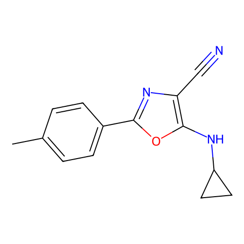 5-(Cyclopropylamino)-2-(4-methylphenyl)-1,3-oxazole-4-carbonitrile structure