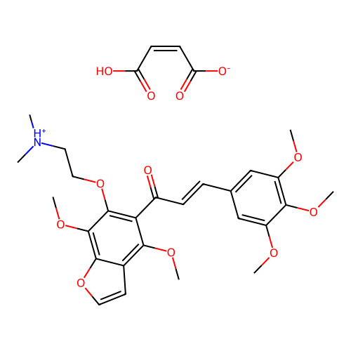 Benzofuran, 4,7-dimethoxy-6-(2-dimethylaminoethoxy)-5-(3,4,5-trimethoxycinnamoyl)-, maleate structure
