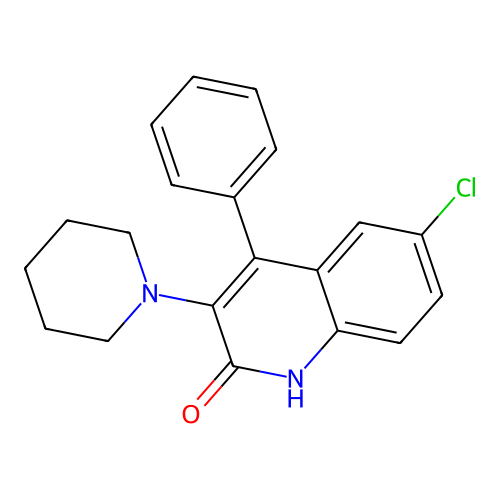2(1H)-Quinolinone, 6-chloro-4-phenyl-3-(1-piperidinyl)- structure