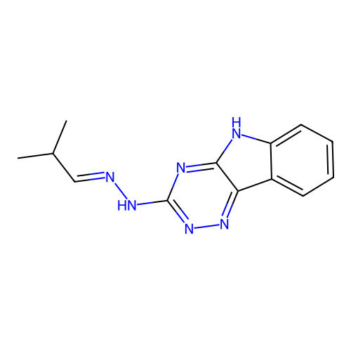 N-(2-methylpropylideneamino)-5H-[1,2,4]triazino[5,6-b]indol-3-amine structure