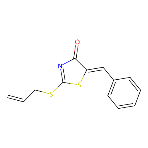 4(5H)-Thiazolone, 5-(phenylmethylene)-2-(2-propen-1-ylthio)-, (5Z)- structure