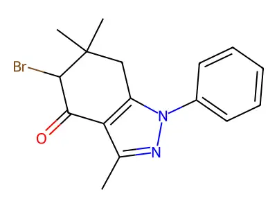 5-Bromo-3,6,6-trimethyl-1-phenyl-6,7-dihydro-1H-indazol-4(5H)-one structure