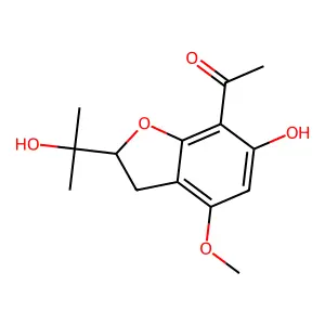 (+)-1-[2,3-Dihydro-6-hydroxy-2-(1-hydroxy-1-methylethyl)-4-methoxy-7-benzofuranyl]ethanone structure