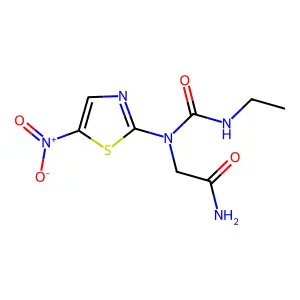 2-[Ethylcarbamoyl-(5-nitro-1,3-thiazol-2-yl)amino]acetamide structure