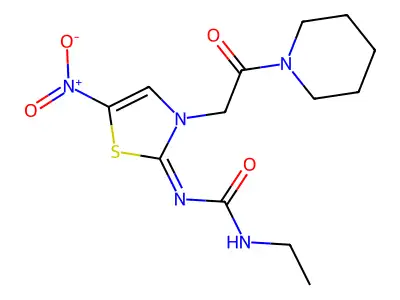 1-Ethyl-3-[5-nitro-3-(2-oxo-2-piperidin-1-ylethyl)-1,3-thiazol-2-ylidene]urea structure
