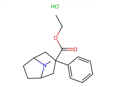 Ethyl 3-beta-phenyl-1-alpha-H,5-alpha-H-tropane-3-alpha-carboxylate hydrochloride structure