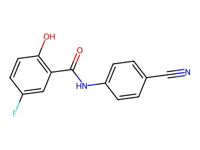 N-(4-cyanophenyl)-5-fluoro-2-hydroxybenzamide structure