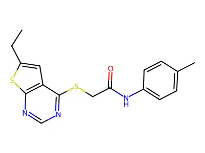 Acetamide, 2-[(6-ethylthieno[2,3-d]pyrimidin-4-yl)thio]-N-(4-methylphenyl)- structure