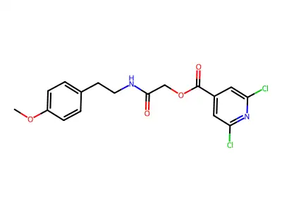 [2-[2-(4-methoxyphenyl)ethylamino]-2-oxoethyl] 2,6-dichloropyridine-4-carboxylate structure