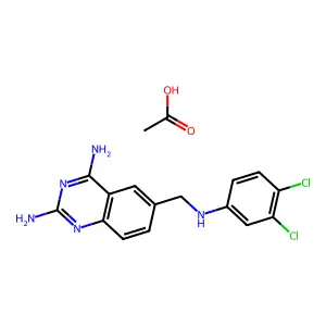 Acetic acid;6-[(3,4-dichloroanilino)methyl]quinazoline-2,4-diamine structure