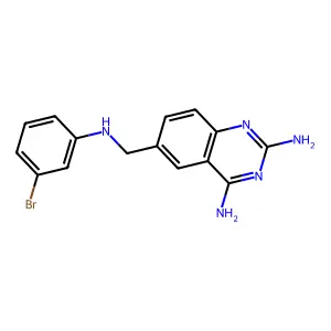 6-[(3-Bromoanilino)methyl]quinazoline-2,4-diamine structure