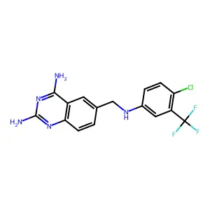 6-{[4-Chloro-3-(trifluoromethyl)anilino]methyl}quinazoline-2,4-diamine structure
