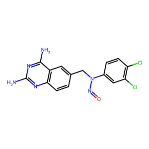 N-[(2,4-diaminoquinazolin-6-yl)methyl]-N-(3,4-dichlorophenyl)nitrous amide structure