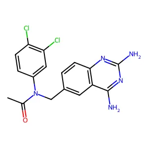 N-[(2,4-diaminoquinazolin-6-yl)methyl]-N-(3,4-dichlorophenyl)acetamide structure