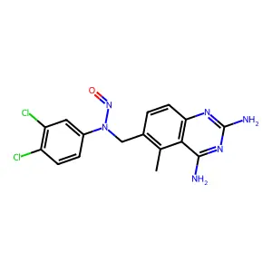 N-[(2,4-diamino-5-methylquinazolin-6-yl)methyl]-N-(3,4-dichlorophenyl)nitrous amide structure