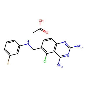 Acetic acid;6-[(3-bromoanilino)methyl]-5-chloroquinazoline-2,4-diamine structure