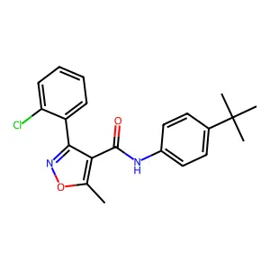N-(4-tert-butylphenyl)-3-(2-chlorophenyl)-5-methyl-1,2-oxazole-4-carboxamide structure