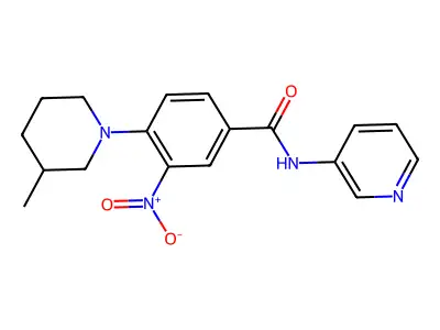 4-(3-methylpiperidin-1-yl)-3-nitro-N-pyridin-3-ylbenzamide structure