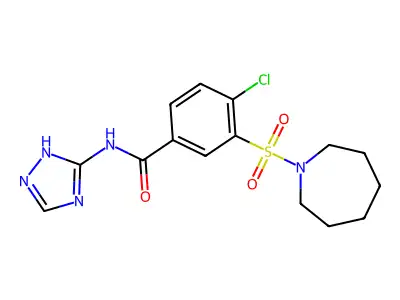 3-(1-azepanylsulfonyl)-4-chloro-N-(1H-1,2,4-triazol-5-yl)benzamide structure