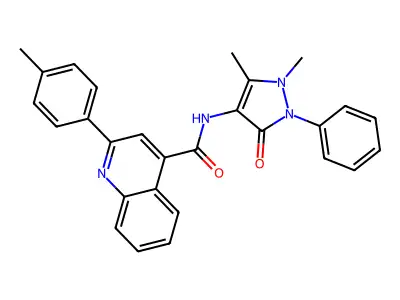 N-(1,5-dimethyl-3-oxo-2-phenylpyrazol-4-yl)-2-(4-methylphenyl)quinoline-4-carboxamide structure