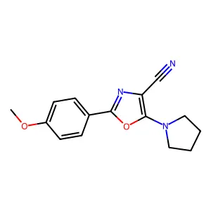 2-(4-Methoxyphenyl)-5-pyrrolidin-1-yl-1,3-oxazole-4-carbonitrile structure