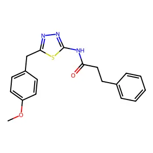 N-(5-(4-methoxybenzyl)-1,3,4-thiadiazol-2-yl)-3-phenylpropanamide structure