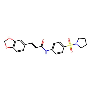 (E)-3-(1,3-benzodioxol-5-yl)-N-(4-pyrrolidin-1-ylsulfonylphenyl)prop-2-enamide structure