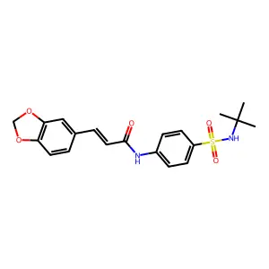 (E)-3-(1,3-benzodioxol-5-yl)-N-[4-(tert-butylsulfamoyl)phenyl]prop-2-enamide structure