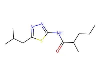 2-methyl-N-[5-(2-methylpropyl)-1,3,4-thiadiazol-2-yl]pentanamide structure