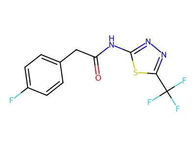 2-(4-fluorophenyl)-N-[5-(trifluoromethyl)-1,3,4-thiadiazol-2-yl]acetamide structure