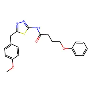 N-[5-[(4-methoxyphenyl)methyl]-1,3,4-thiadiazol-2-yl]-4-phenoxybutanamide structure