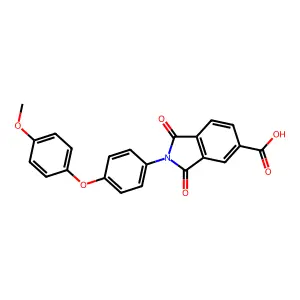 2-[4-(4-methoxyphenoxy)phenyl]-1,3-dioxo-2,3-dihydro-1H-isoindole-5-carboxylic acid structure