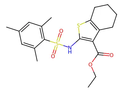 ethyl 2-(2,4,6-trimethylbenzenesulfonamido)-4,5,6,7-tetrahydro-1-benzothiophene-3-carboxylate structure
