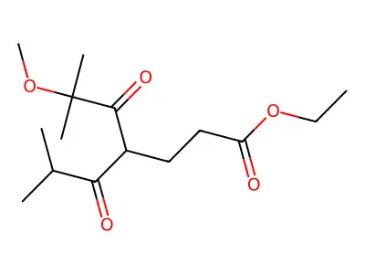 Ethyl 6-methoxy-6-methyl-4-(2-methylpropanoyl)-5-oxoheptanoate structure