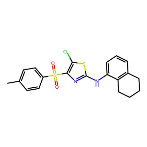 5-chloro-N-(5,6,7,8-tetrahydronaphthalen-1-yl)-4-tosylthiazol-2-amine structure