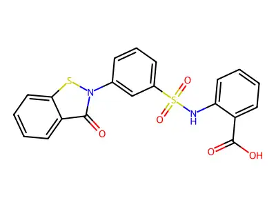 2-[[3-(3-Oxo-1,2-benzothiazol-2-yl)phenyl]sulfonylamino]benzoic acid structure