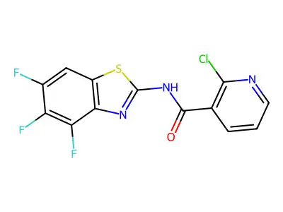 2-chloro-N-(4,5,6-trifluoro-1,3-benzothiazol-2-yl)pyridine-3-carboxamide structure