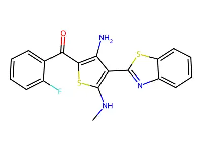 [3-amino-4-(1,3-benzothiazol-2-yl)-5-(methylamino)thiophen-2-yl]-(2-fluorophenyl)methanone structure
