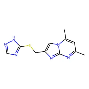 5,7-dimethyl-2-[(1H-1,2,4-triazol-5-ylsulfanyl)methyl]imidazo[1,2-a]pyrimidine structure