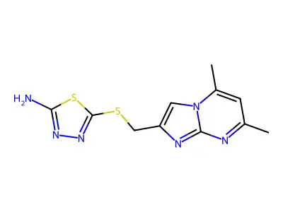 5-[(5,7-dimethylimidazo[1,2-a]pyrimidin-2-yl)methylsulfanyl]-1,3,4-thiadiazol-2-amine structure